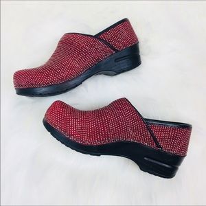 Sanita Clogs Red Embellished Non Slip